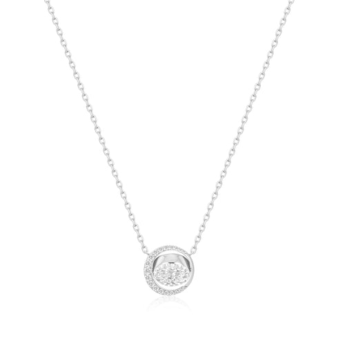 Silver Reversible Pave Moon Evil-Eye Necklace