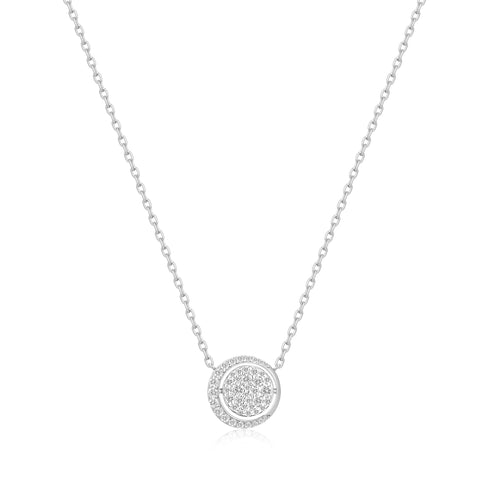 Silver Reversible Pave Moon Evil-Eye Necklace
