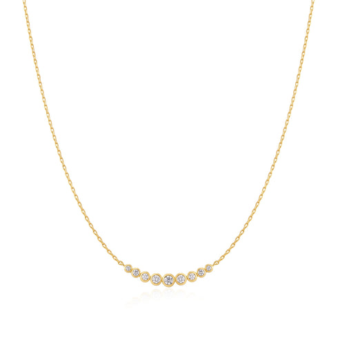 Gold Graduated Bezel-Set Necklace