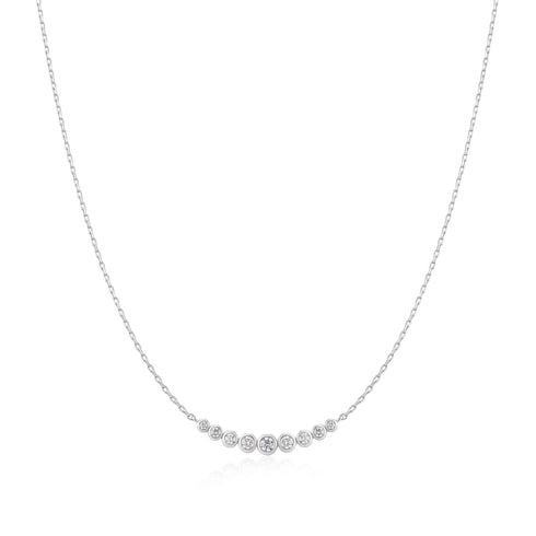 Silver Graduated Bezel-Set Necklace