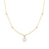 Gold Bezel-Set Station Necklace with Shell Pearl Pendant