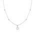 Silver Bezel-Set Station Necklace with Shell Pearl Pendant