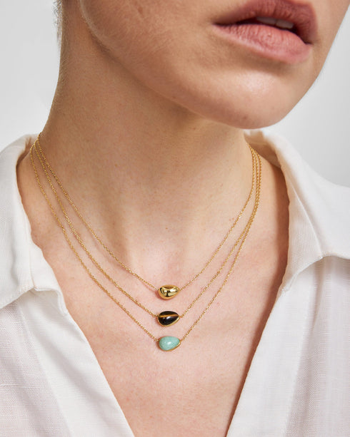 Gold Organic Dome Pebble Necklace