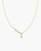 Gold Half-Bezel Angled & Dangle Teardrop Necklace