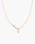 Gold Half-Bezel Angled & Dangle Teardrop Necklace