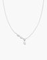 Silver Half-Bezel Angled & Dangle Teardrop Necklace