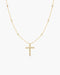 Gold Bezel-Set Station Necklace with Cross Pendant