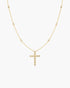 Gold Bezel-Set Station Necklace with Cross Pendant