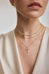 Gold Half-Bezel Round Tennis Necklace