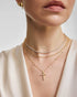 Gold Half-Bezel Round Tennis Necklace