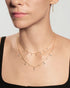Gold Bezel Round & Teardrop Drop Station Necklace