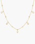 Gold Bezel Round & Teardrop Drop Station Necklace