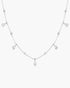 Silver Bezel Round & Teardrop Drop Station Necklace
