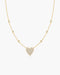 Gold Pave Heart with Bezel Station Necklace