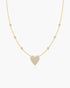 Gold Pave Heart with Bezel Station Necklace