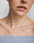 Gold Pave Heart with Bezel Station Necklace