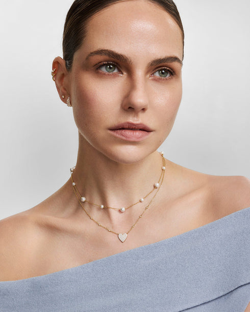 Gold Alternating Shell Pearl Station Necklace | Ania Haie Australia