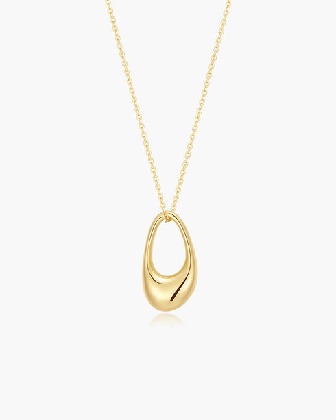 Gold Hollow Organic Pebble Necklace
