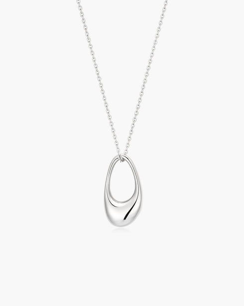 Silver Hollow Organic Pebble Necklace