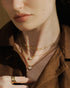 Gold Bezel Organic Pebble Beaded Necklace