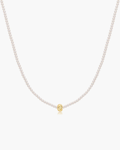 Gold Twist & Glass Pearl Beaded Necklace