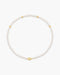 Gold Glass Pearl Beaded Twist Station Necklace
