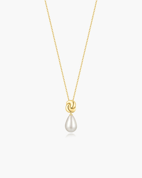 Gold Twist & Shell Pearl Necklace