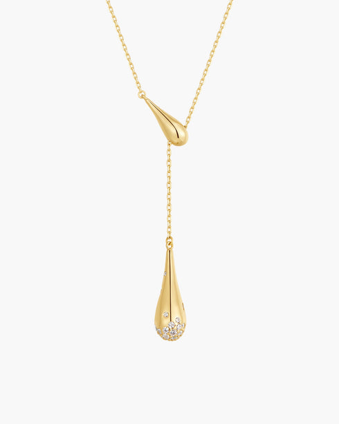 Gold Single-Slide Teardrop Necklace