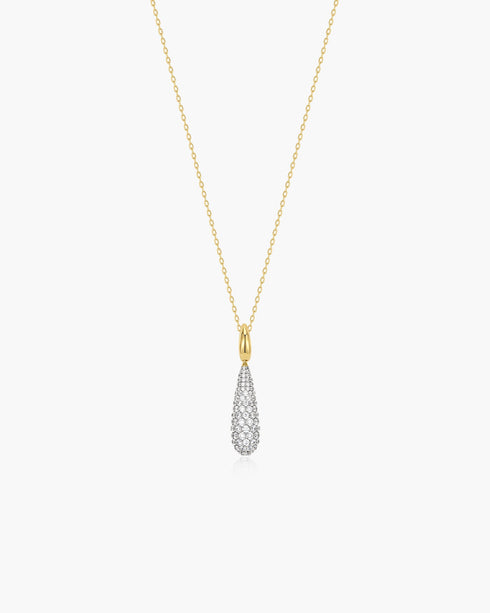 Gold Pave Statement Teardrop Necklace