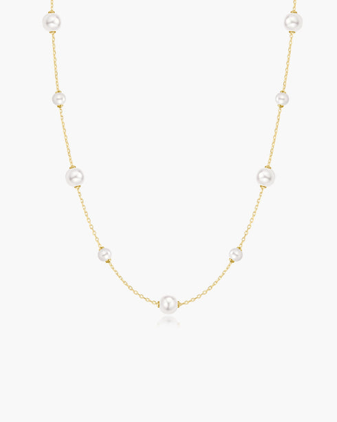 Gold Alternating Shell Pearl Station Necklace | Ania Haie Australia