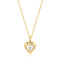 Gold heart-shaped pendant necklace on a white background