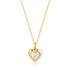 Gold heart-shaped pendant necklace on a white background