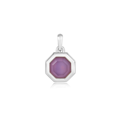 Silver Octagon Lilac Quartz Charm Pendant | Ania Haie Australia