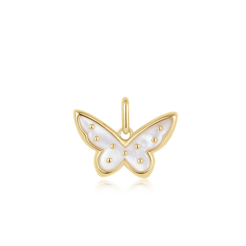 Gold Mother Of Pearl Butterfly Charm Pendant | Ania Haie Australia