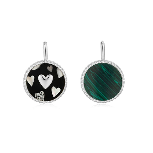 Silver Heart Enamel and Malachite Charm Pendant  | Ania Haie Australia