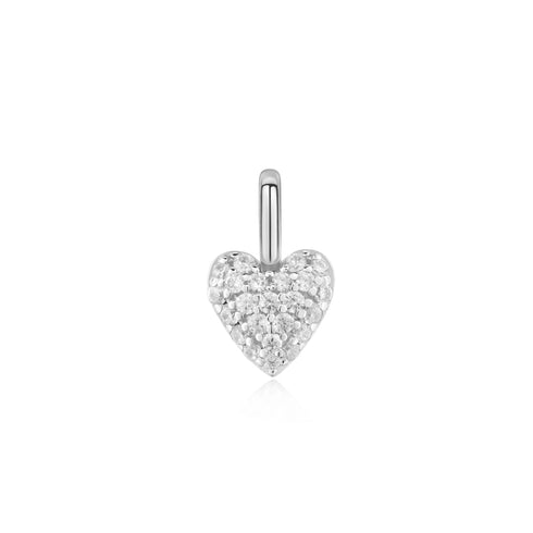 Silver Heart Pave Charm