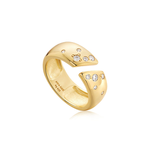 Gold Sparkle Wide Adjustable Ring | Ania Haie Australia