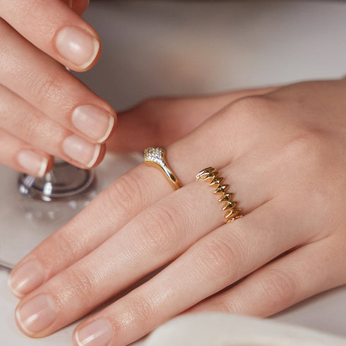 Gold Half Pave Sparkle Ring