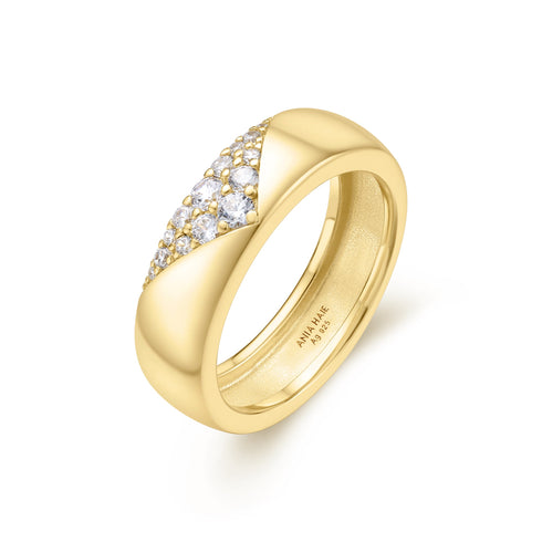 Gold Pave Cubic Zirconia Bold Statement Ring