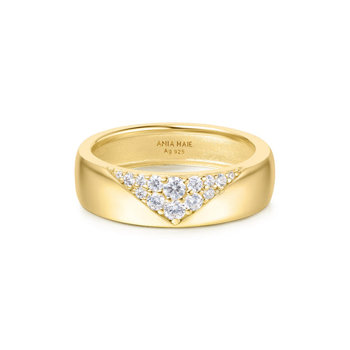 Gold Pave Cubic Zirconia Bold Statement Ring