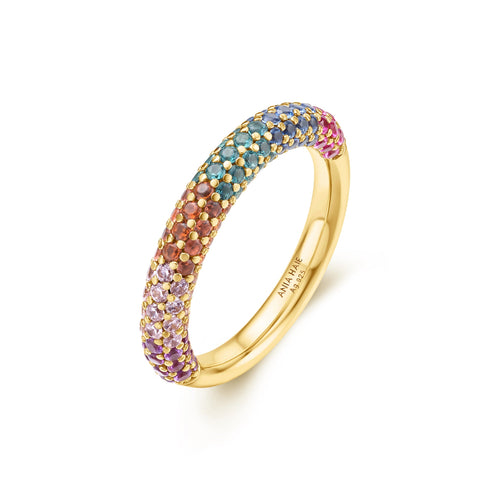 Gold Rainbow Pave Ring