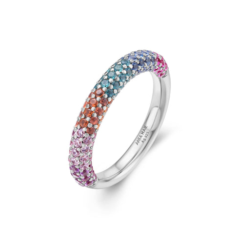 Silver Rainbow Pave Ring