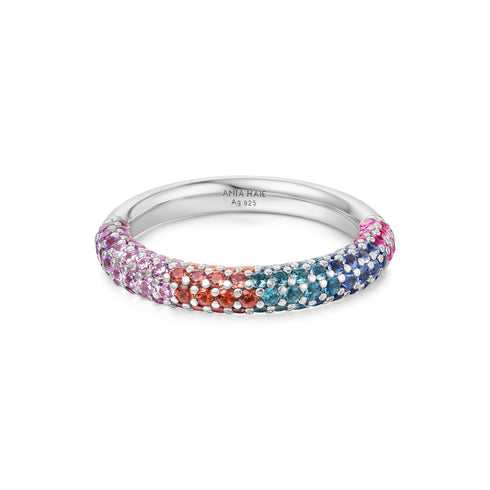 Silver Rainbow Pave Ring