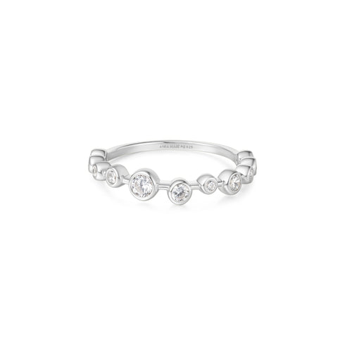 Silver Bezel Cubic Zirconia Zig-Zag Ring