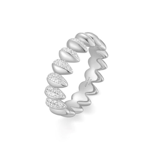 Silver Sparkling Puffy Spike Ring