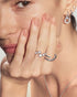 Silver Organic Pebble Spiral Bezel Adjustable Ring