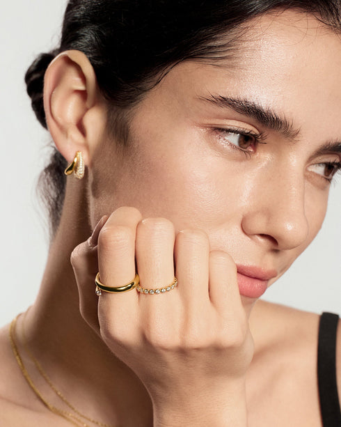 Gold Spiral Bezel-End Adjustable Ring