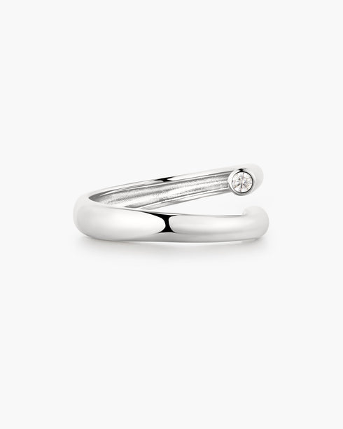 Silver Spiral Bezel-End Adjustable Ring
