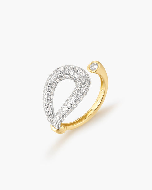 Gold Pave Knot Adjustable Ring