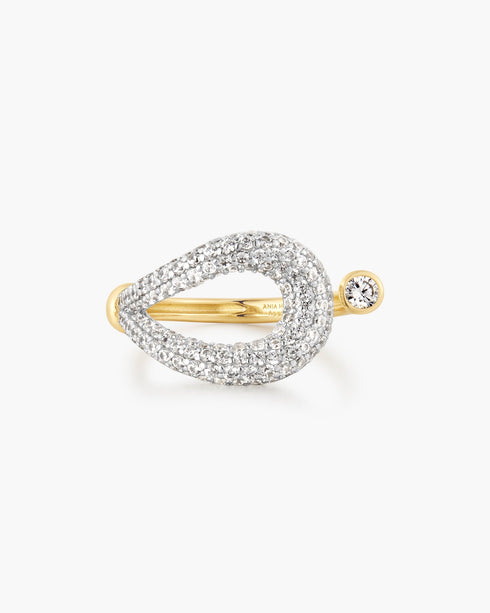 Gold Pave Knot Adjustable Ring